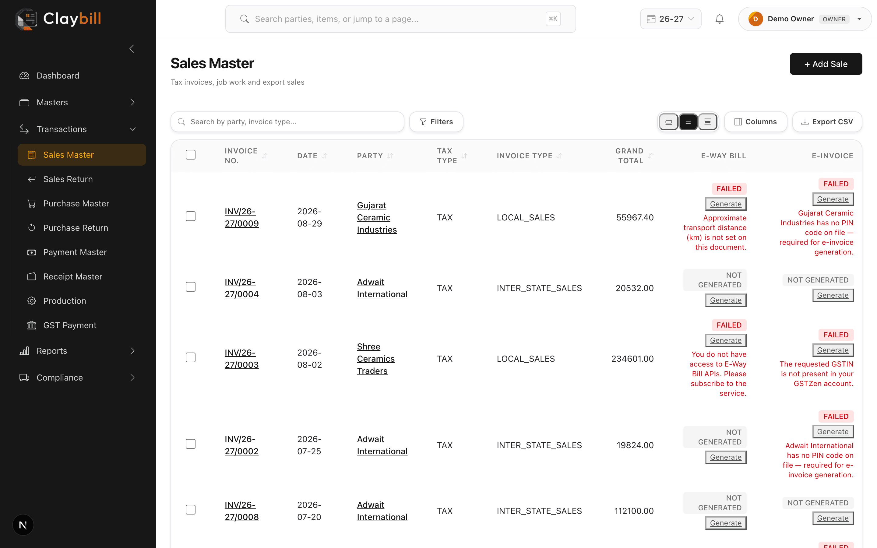Purchase debit note creation for supplier returns