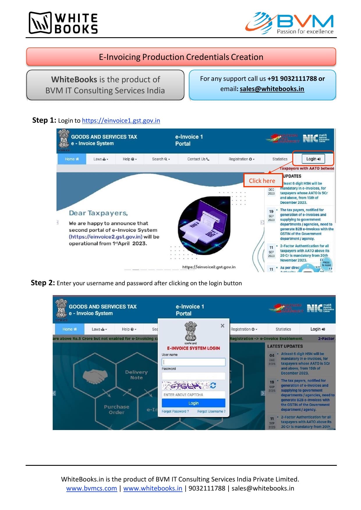 e-Invoice System login page at einvoice1.gst.gov.in