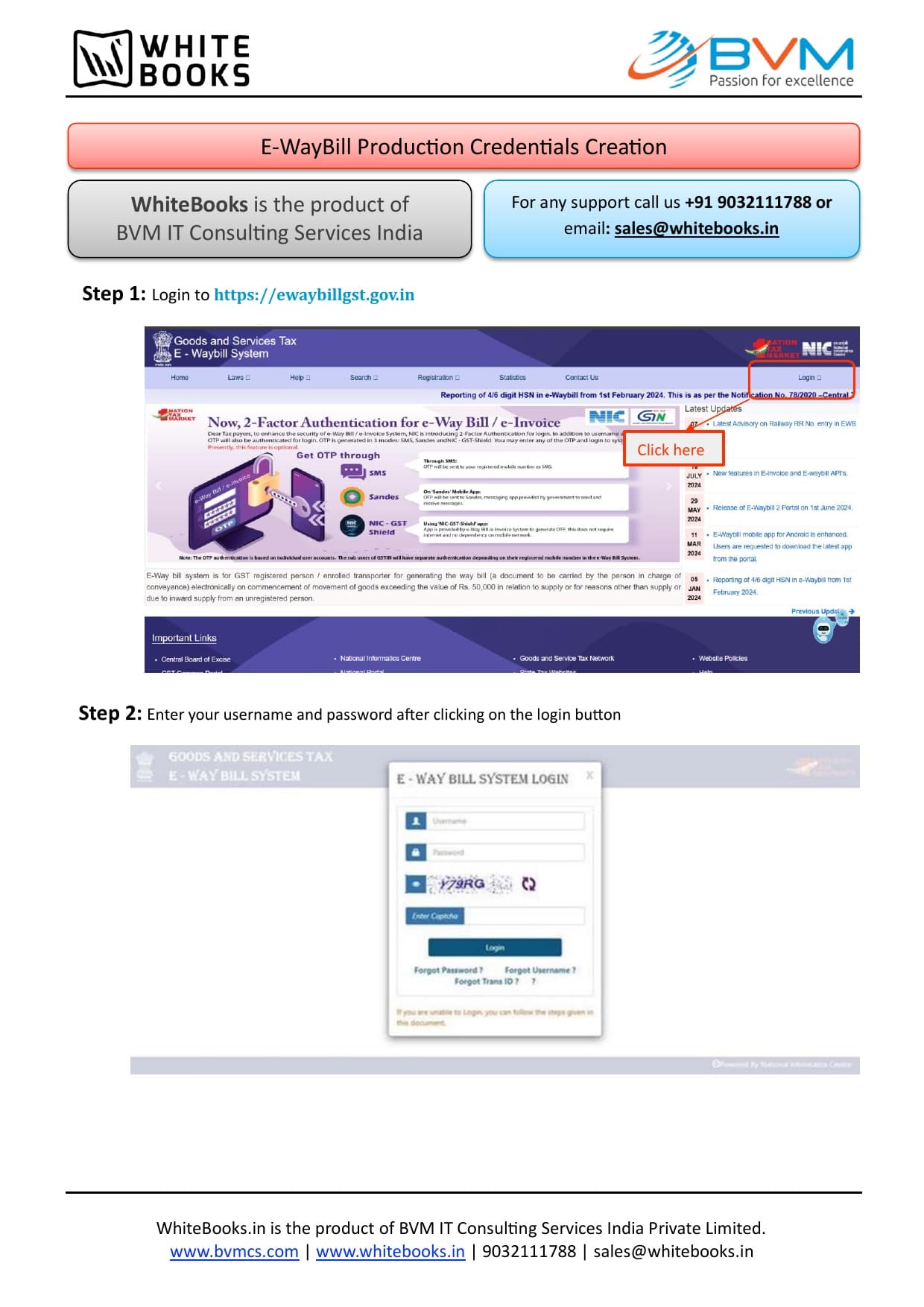 E-Way Bill System login page at ewaybillgst.gov.in