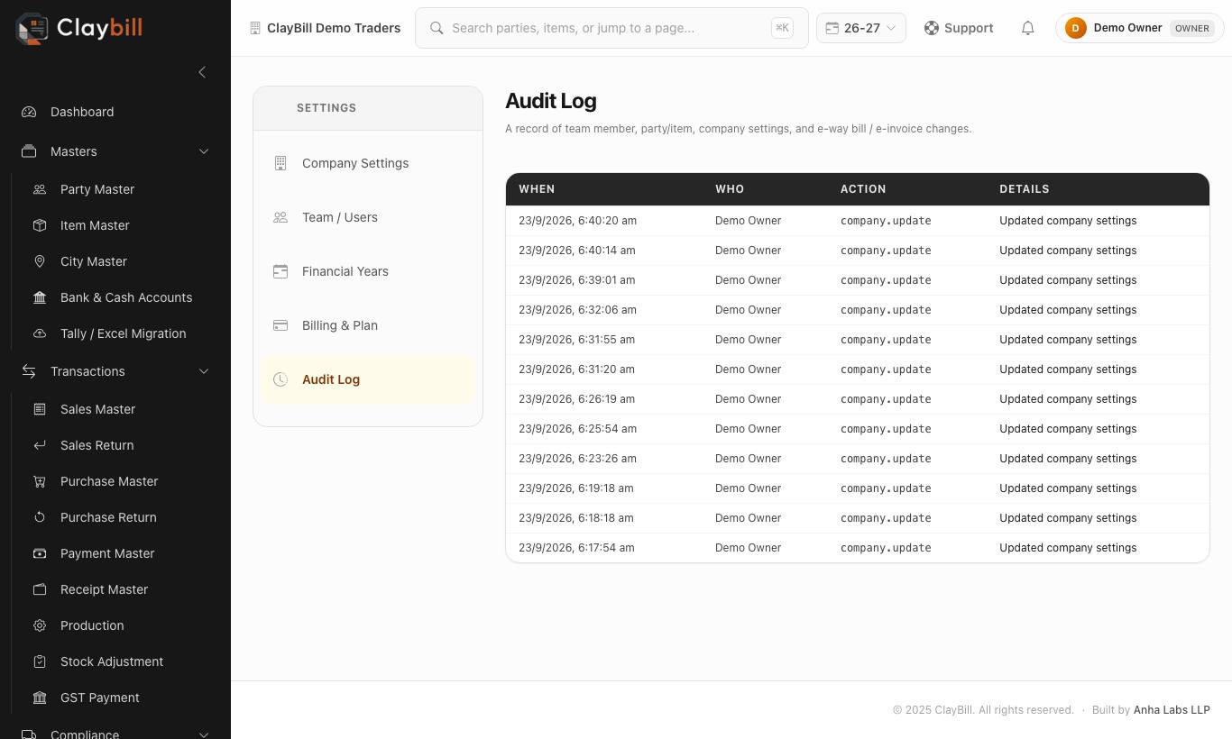 Audit Log