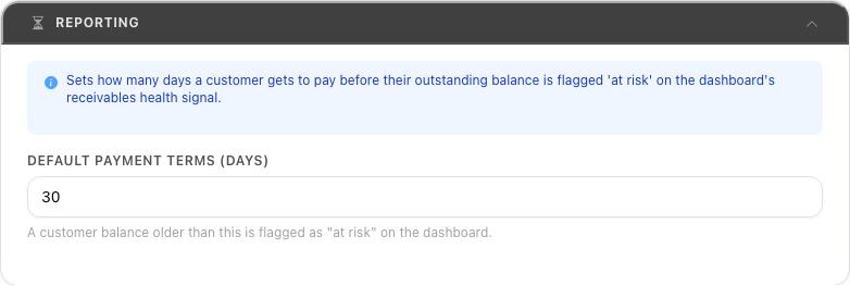Default payment terms
