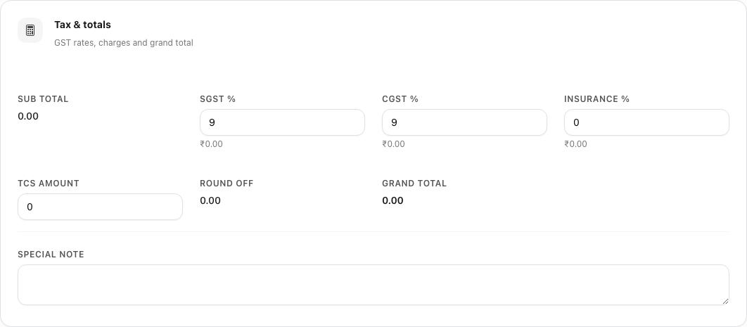 Tax & totals