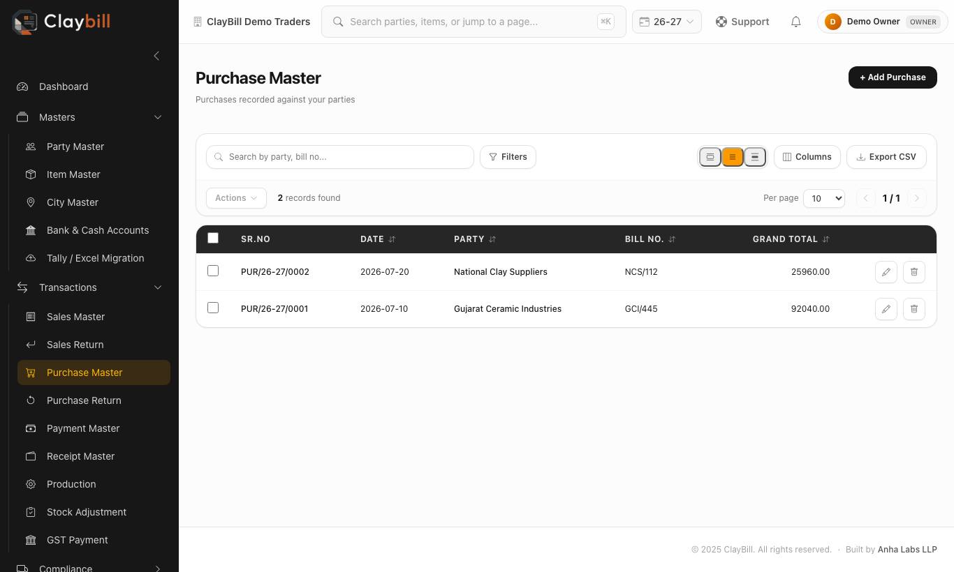 Purchase Master