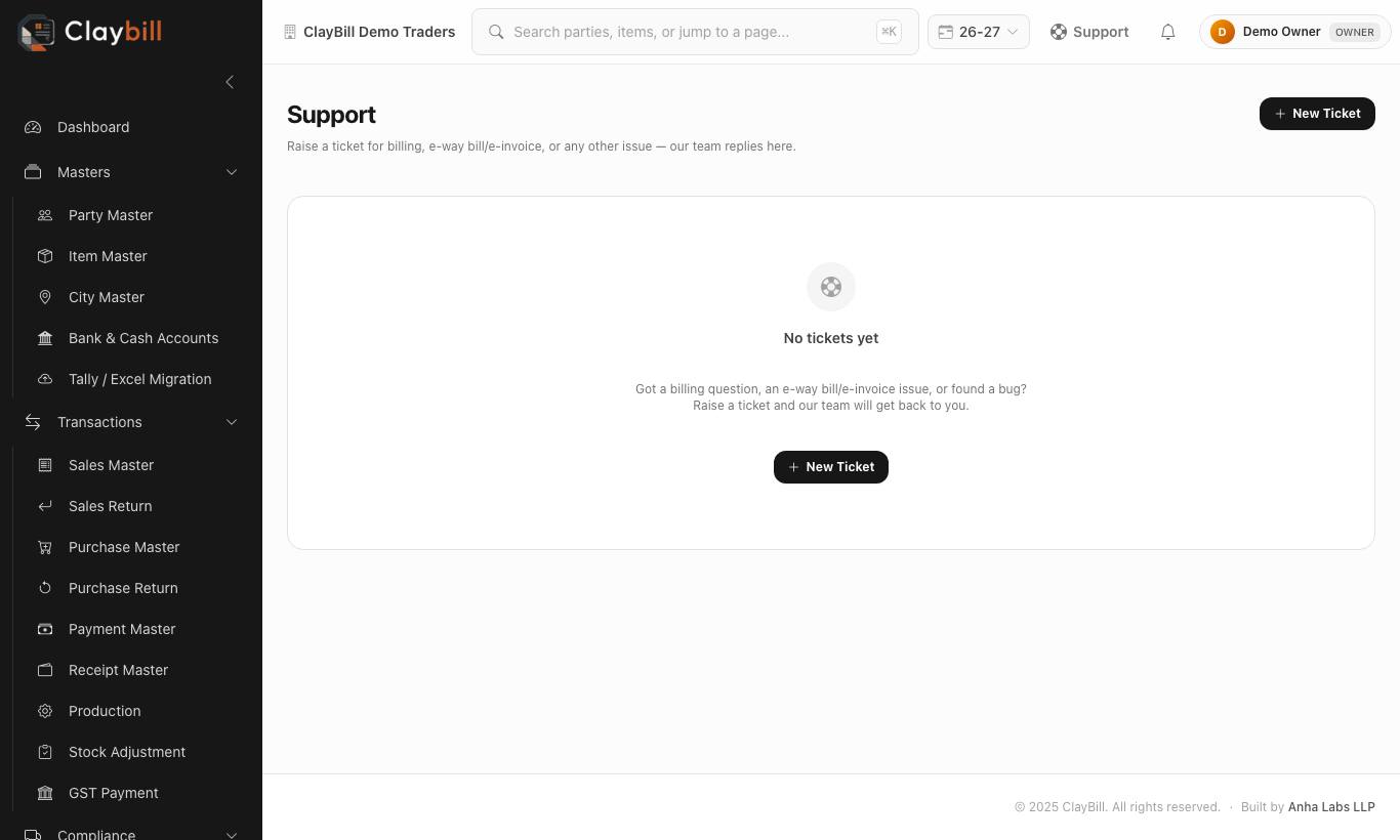 Your tickets and their status